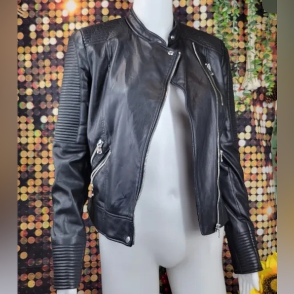 ZARA Faux Leather Moto Jacket, Biker Jacket - Picture 1 of 8